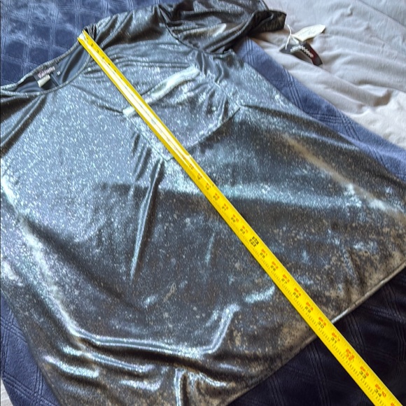 Vintage Gianna Women’s Black Silver metallic look Oversized Short Sleeve Top M - Picture 13 of 17